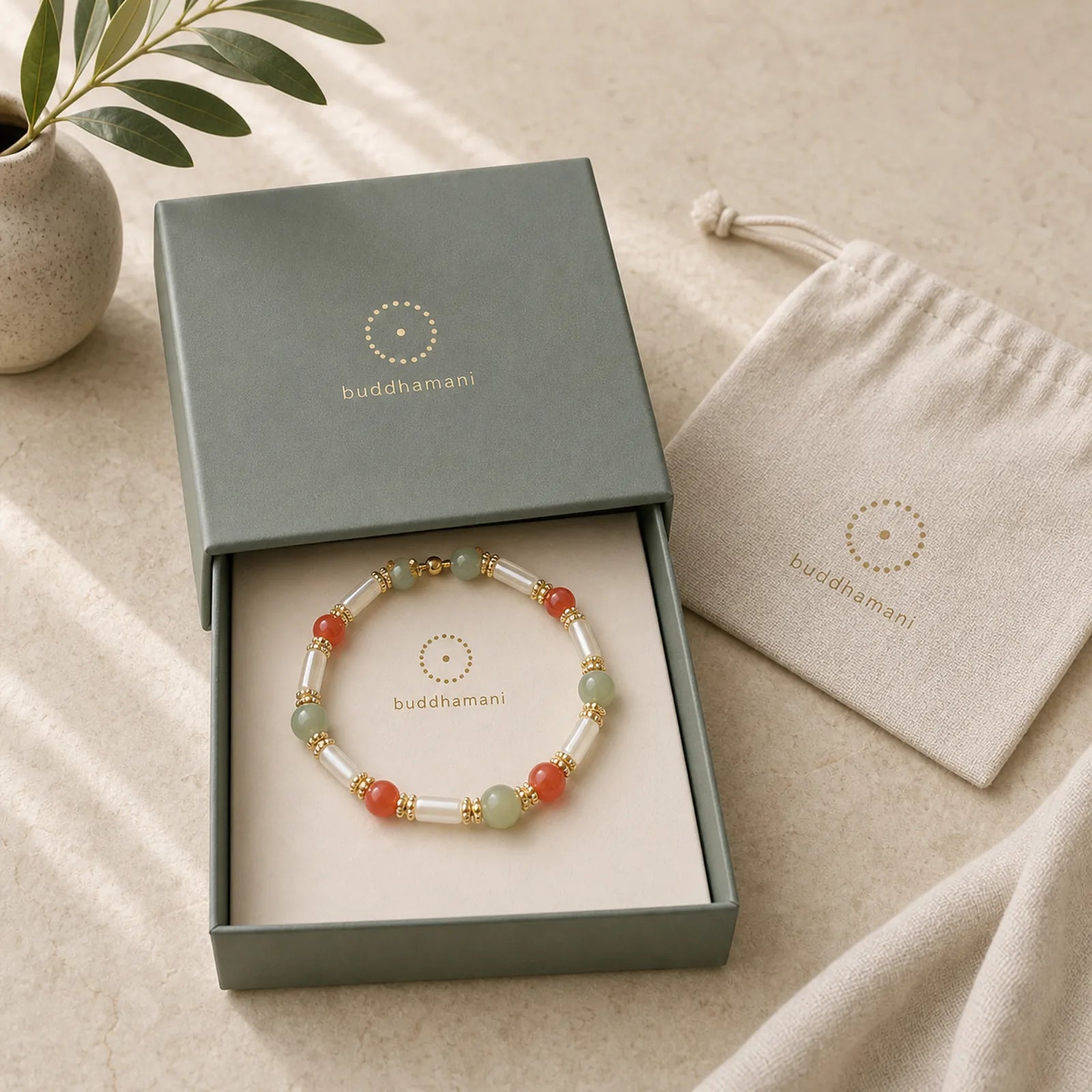 Tridacna Stone Red Agate Hetian Jade Blessing Bracelet featuring Tridacna Stone, Red Agate, Jade