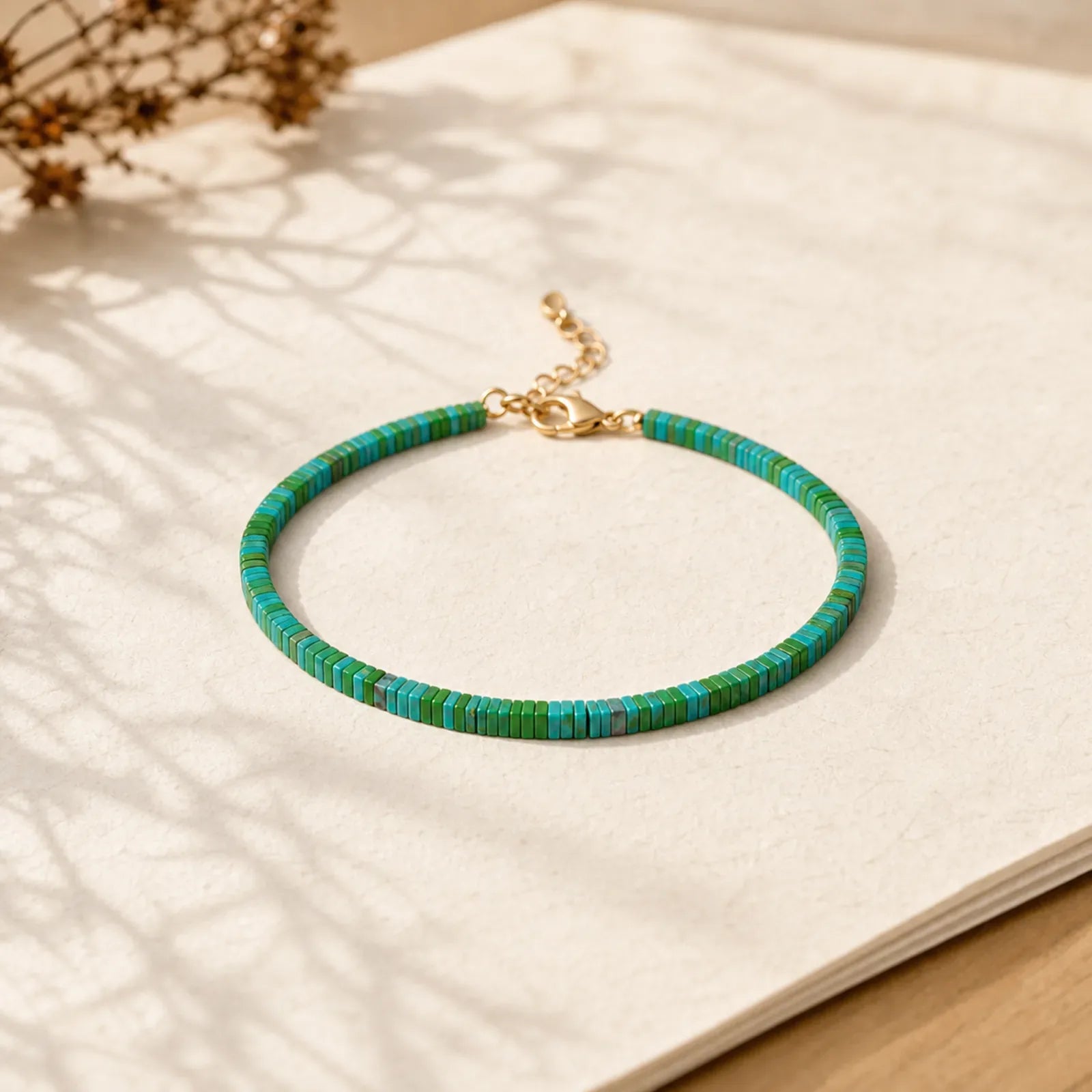 Turquoise Beaded Friendship Strength Chain Bracelet featuring Turquoise