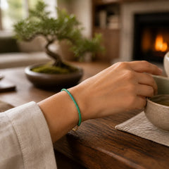 Turquoise Beaded Friendship Strength Chain Bracelet featuring Turquoise