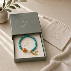 Turquoise Communication Handcrafted New Chinese Disc Bead Bracelet featuring Turquoise, Copper
