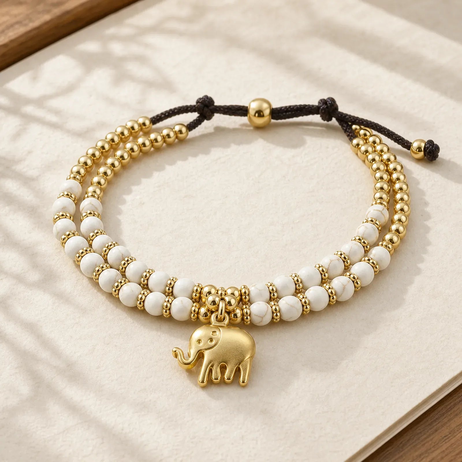 Turquoise Elephant Luck Double-layer Plated Copper Strength Bracelet featuring Turquoise, Copper, Elephant Symbol