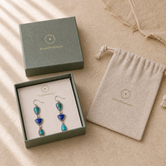 Turquoise Geometric Bohemian Protection Drop Earrings featuring Turquoise