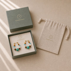 Turquoise Tiger Eye Pearl Handmade Protection Earrings featuring Turquoise, Tiger Eye, Pearl