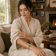 Turquoise Turtle Design Braided Rope Protection Bracelet featuring Turquoise, Turtle, Red String