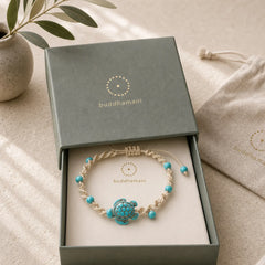 Turquoise Turtle Design Braided Rope Protection Bracelet featuring Turquoise, Turtle, Red String