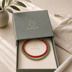 Two-Color Rope Handcrafted Eight Thread Peace Knot Bracelet (Extra 30% Off | USE CODE: FS30) featuring Red String, Silver
