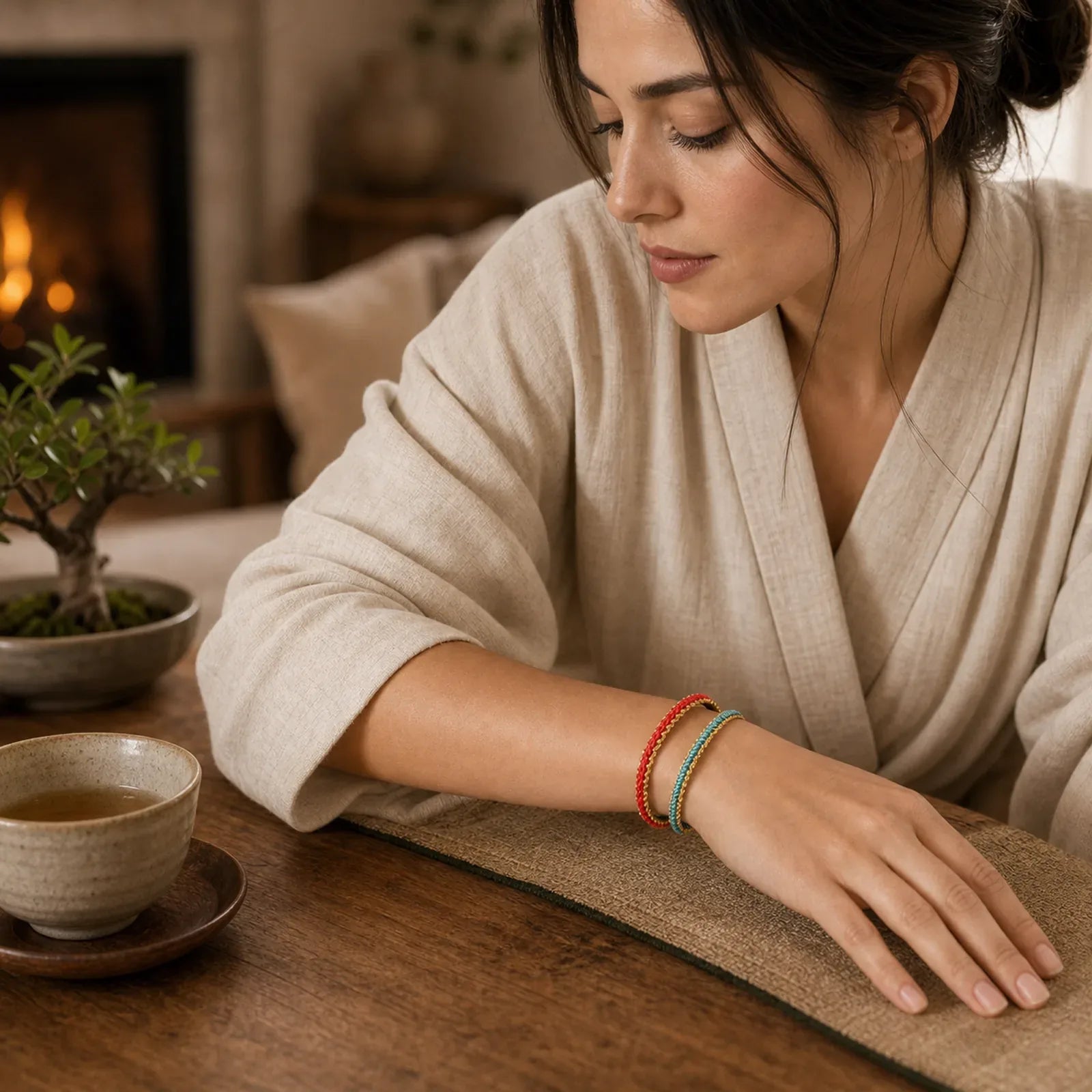 Two-Color Rope Handcrafted Eight Thread Peace Knot Bracelet (Extra 30% Off | USE CODE: FS30) featuring Red String, Silver