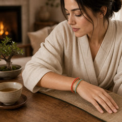Two-Color Rope Handcrafted Eight Thread Peace Knot Bracelet (Extra 30% Off | USE CODE: FS30) featuring Red String, Silver