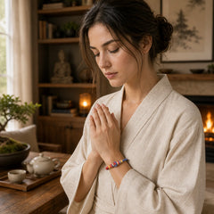 Two-Color Rope Handcrafted Eight Thread Peace Knot Luck Connection Bracelet featuring Red String