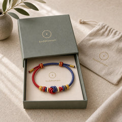 Two-Color Rope Handcrafted Eight Thread Peace Knot Luck Connection Bracelet featuring Red String