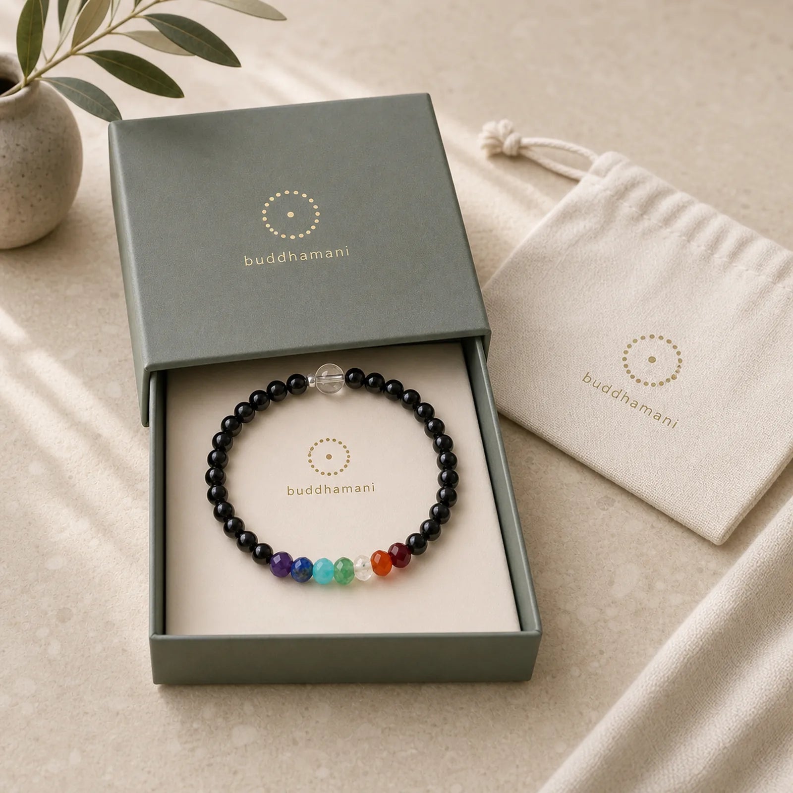 Ultra-fine 4mm Black Tourmaline Colorful Stone Bracelet featuring Tourmaline, Amethyst, Garnet