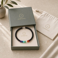 Ultra-fine 4mm Black Tourmaline Colorful Stone Bracelet featuring Tourmaline, Amethyst, Garnet