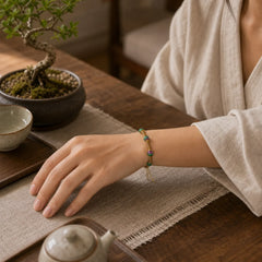 Unakite Bead Titanium Steel Balance Bracelet featuring Unakite, Titanium Steel