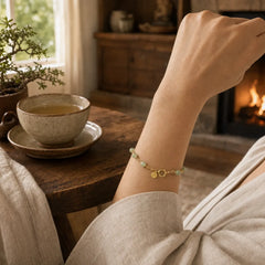 Unique Natural Hetian Jade 14K Gold filled Luck Beaded Bracelet featuring Jade