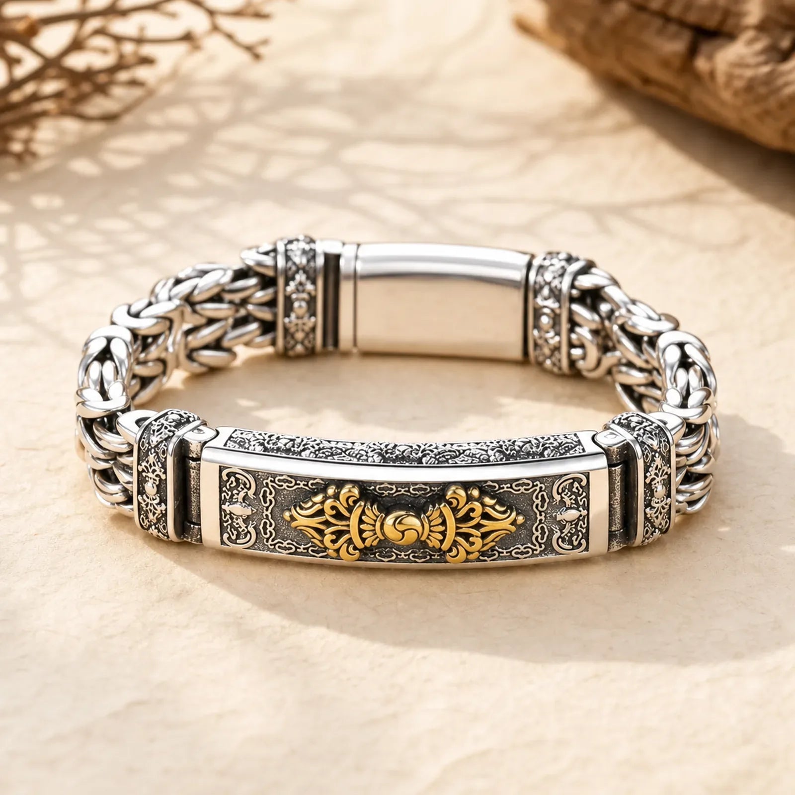 Vajra Dorje Twisted Braided Pattern Copper Balance Bracelet featuring Vajra, Copper