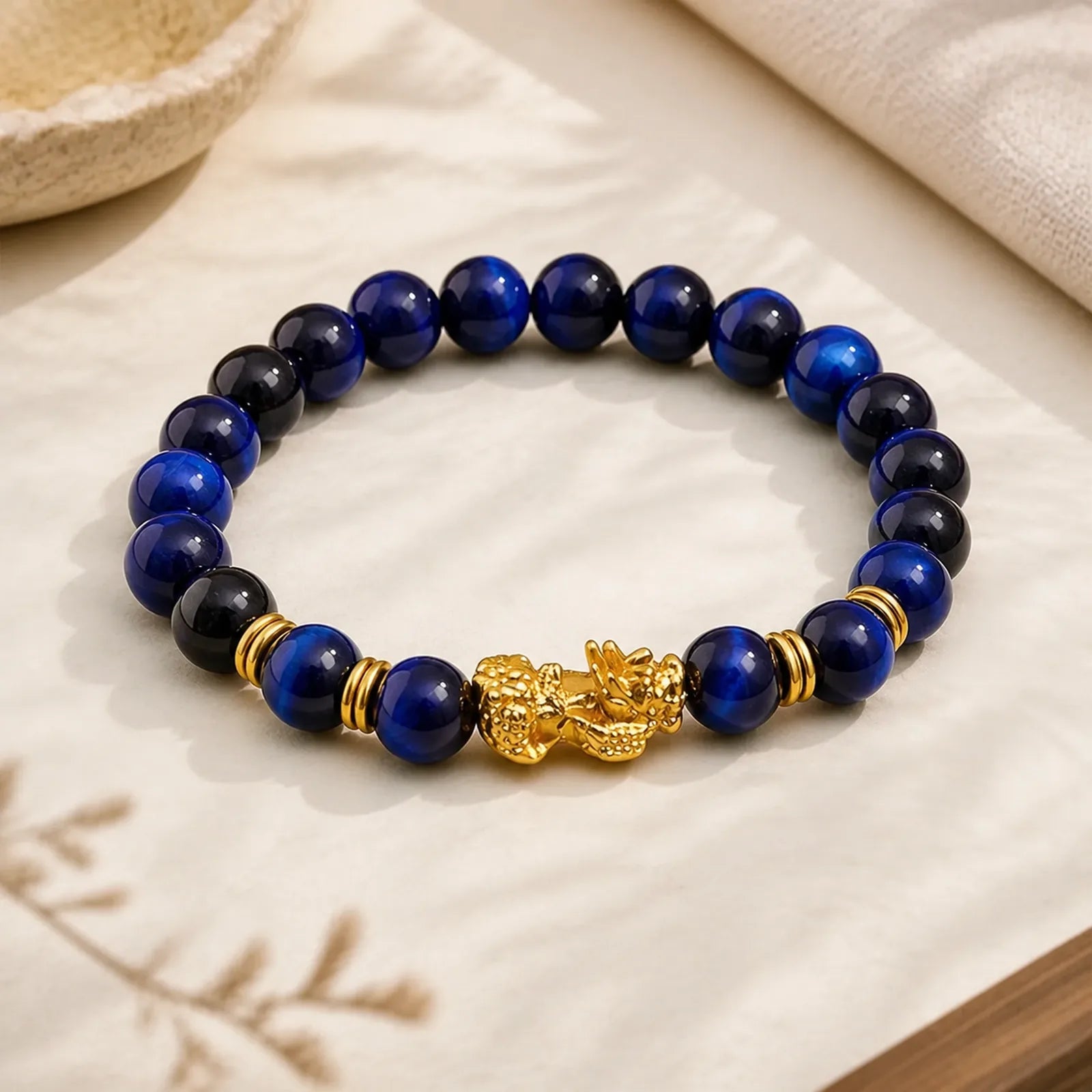 Various Color Tiger Eye Beads Spacer Beads Pixiu Wealth Courage Bracelet featuring Tiger Eye, Pixiu, Green Tiger Eye