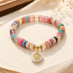 Various Crystal Peace Buckle Auspicious Bracelet featuring Peace Buckle, Strawberry Quartz, Copper