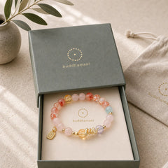 Various Crystal Pink Crystal Amethyst Year Of The Snake Lucky Bracelet featuring Pink Crystal, Amethyst, Citrine
