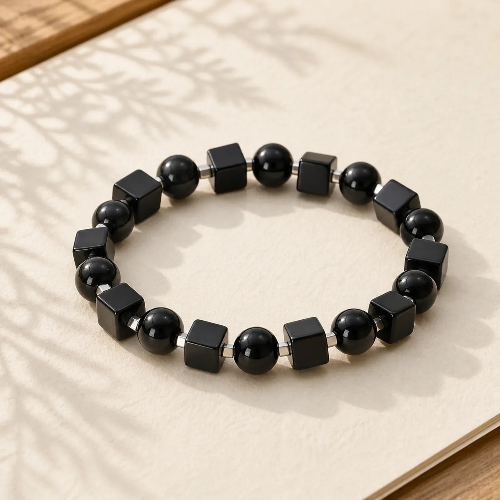 Various Crystals Black Obsidian Purification Bracelet featuring Black Obsidian, Sodalite, White Turquoise