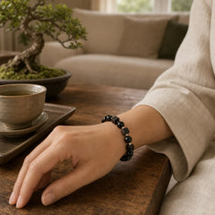 Various Crystals Black Obsidian Purification Bracelet featuring Black Obsidian, Sodalite, White Turquoise