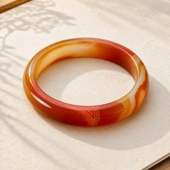 Veined Pattern Red Agate Calm Cuff Bangle Bracelet featuring Red Agate