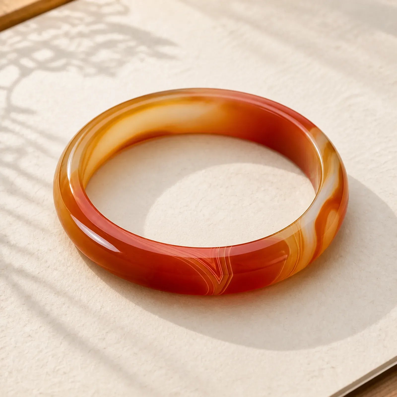 Veined Pattern Red Agate Calm Cuff Bangle Bracelet featuring Red Agate