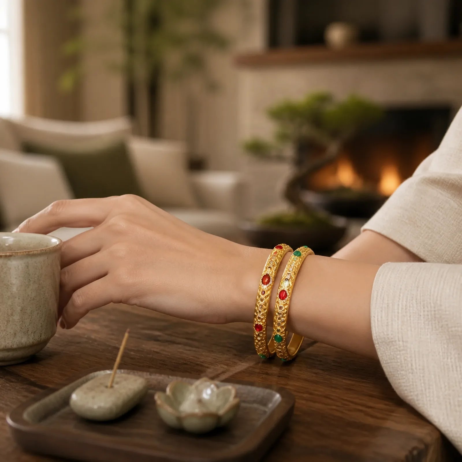 Vine Design Alloy Zircon Luck Bracelet Bangle featuring Copper