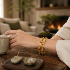 Vine Design Alloy Zircon Luck Bracelet Bangle featuring Copper