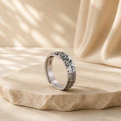 Vintage Auspicious Clouds Pattern Luck Ring featuring Copper