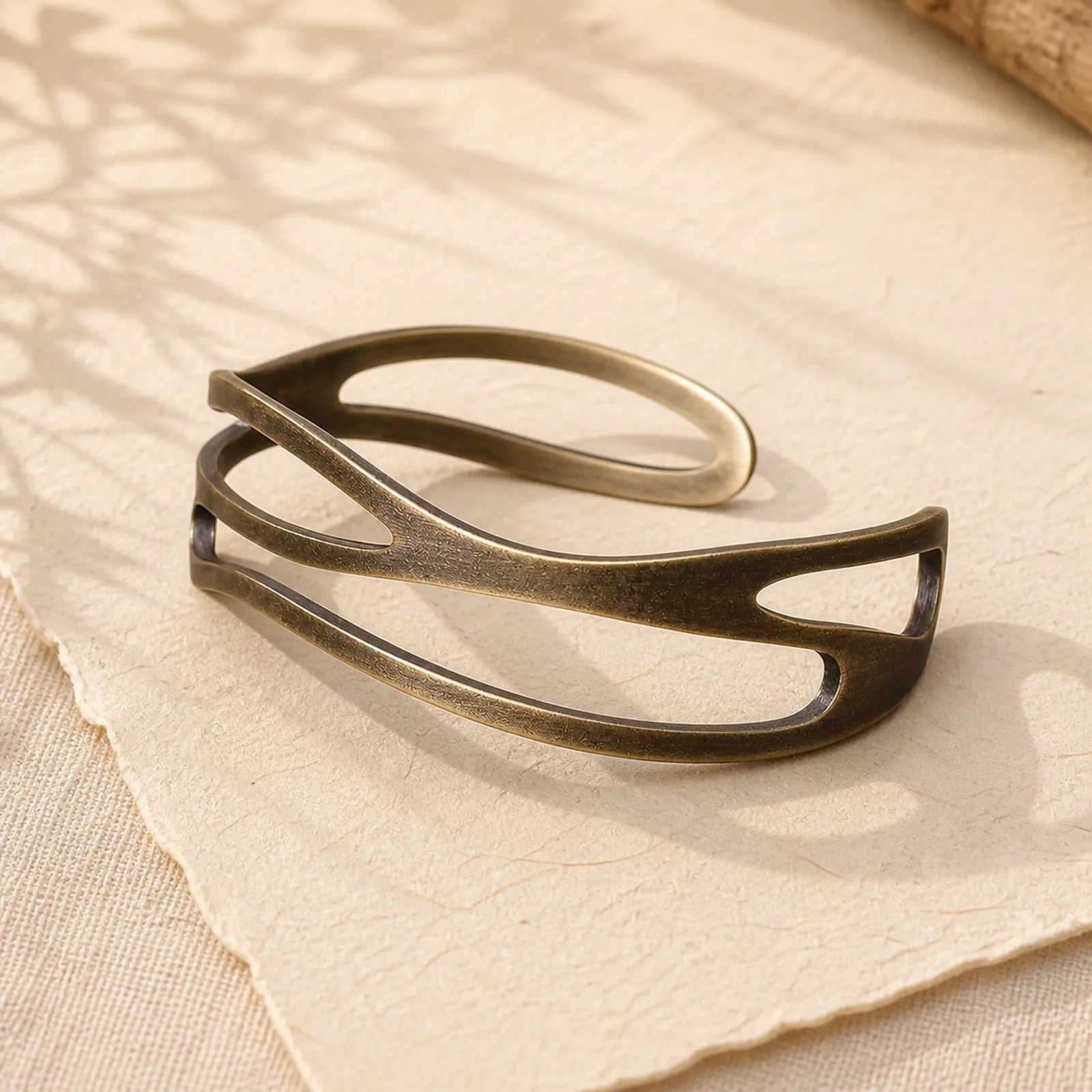 Vintage Curved Copper Brass Wealth Adjustable Cuff Bracelet Bangle featuring Copper