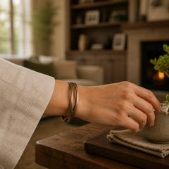 Vintage Curved Copper Brass Wealth Adjustable Cuff Bracelet Bangle featuring Copper