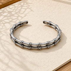 Vintage Double Layer Bamboo Pattern Luck Cuff Bracelet Bangle featuring Bamboo, Copper