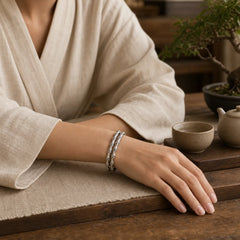 Vintage Double Layer Bamboo Pattern Luck Cuff Bracelet Bangle featuring Bamboo, Copper