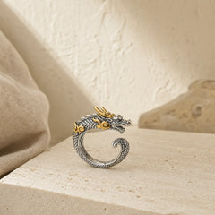 Vintage Dragon Pattern Protection Ring featuring Dragon, The Phoenix, Phoenix