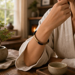 Vintage Ebony Wood Copper Luck Wealth Handmade Bracelet featuring Ebony Wood, Ebony, Copper