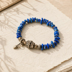 Vintage Irregular Shape Design Lazurite Positive Bracelet featuring Lapis Lazuli (Lazurite), Copper