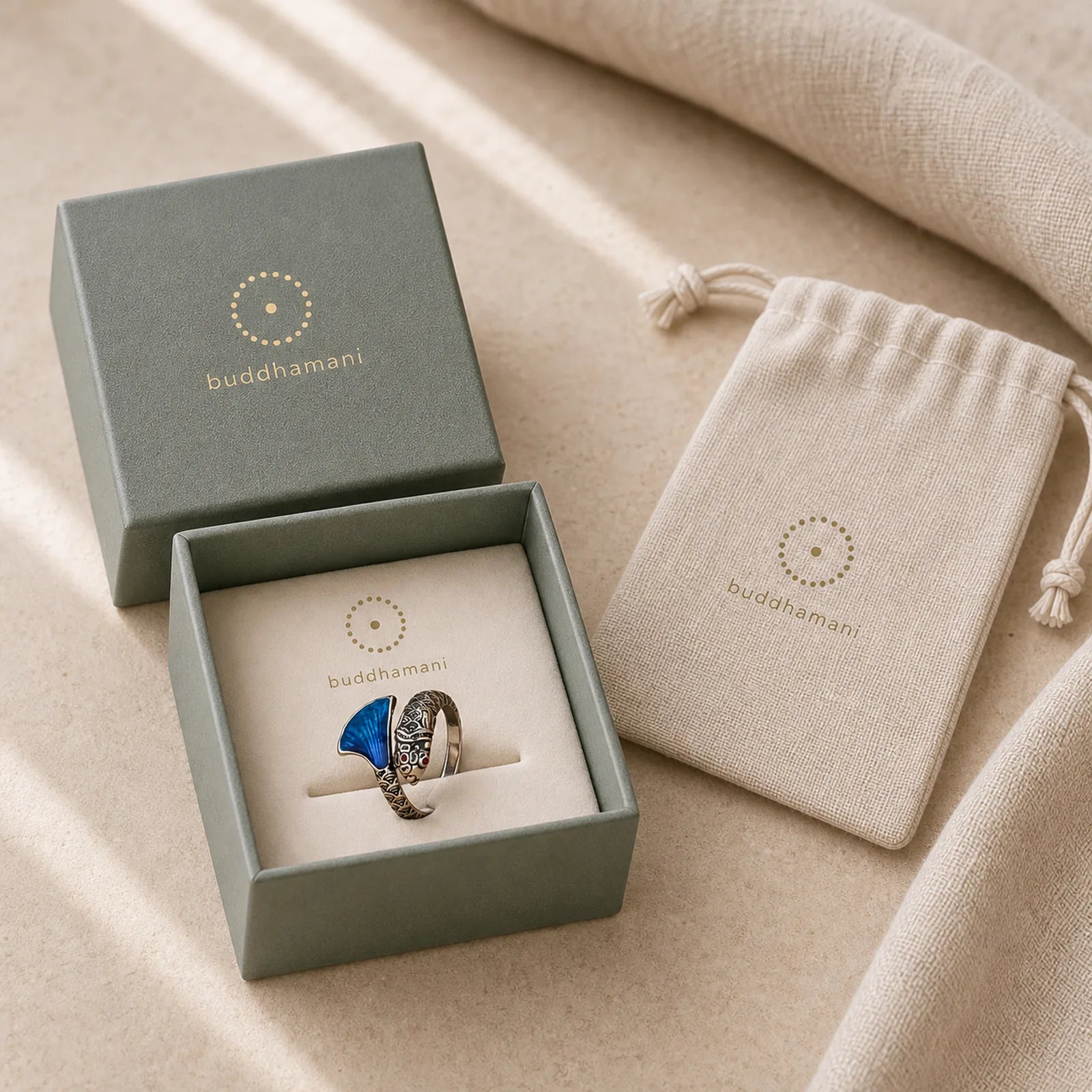 Vintage Koi Fish Blue Enamel Adjustable Success Adjustable Ring featuring Koi Fish, Yin Yang Symbol, Copper