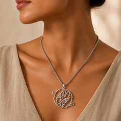 Vintage Koi Fish Hollow Design Stainless Steel Luck Necklace Pendant featuring Koi Fish, Yin Yang Symbol