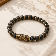 Vintage Lava Rock Beads Calm Copper Bracelet featuring Lava Rock, Copper