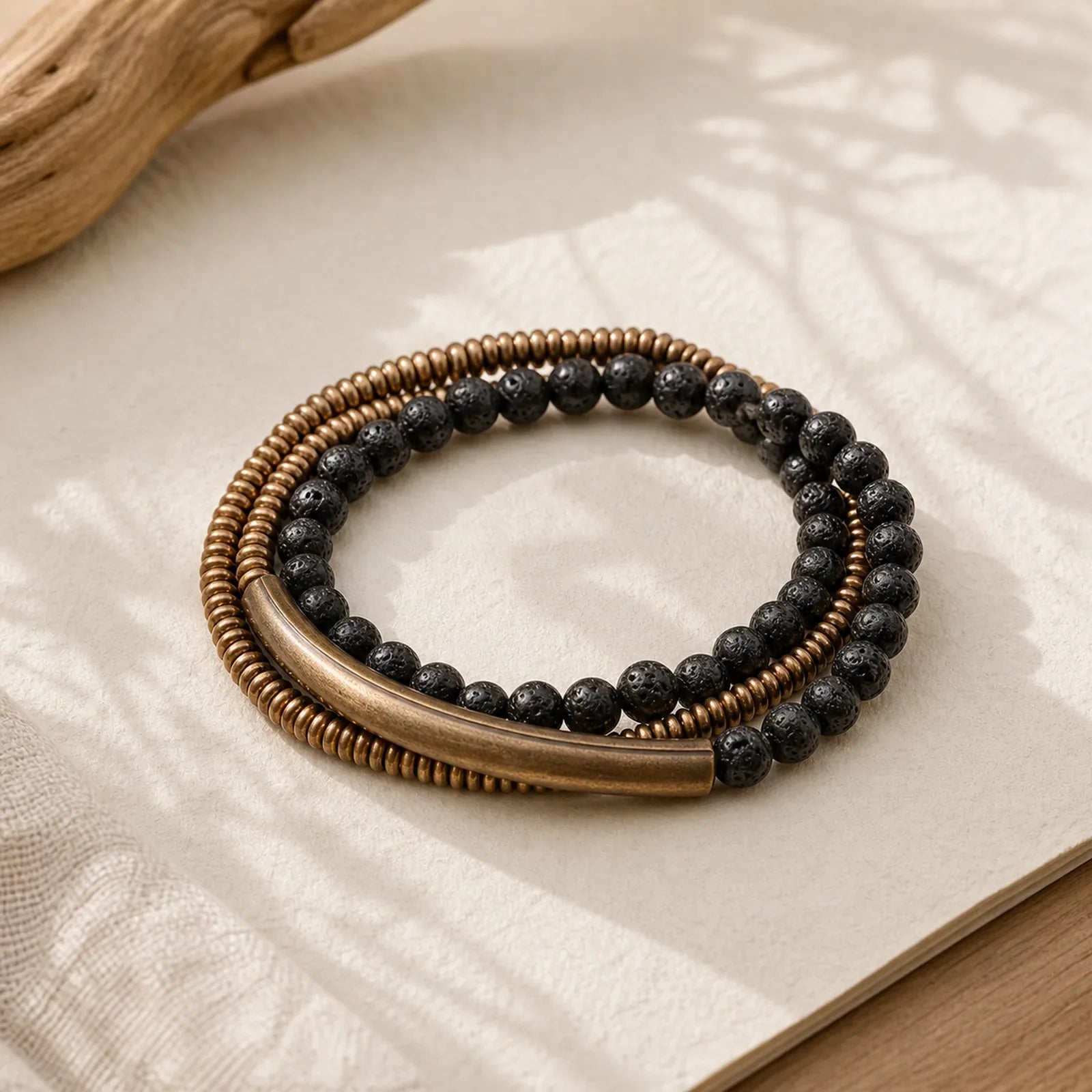 Vintage Lava Rock Copper Support Bracelet featuring Lava Rock, Copper