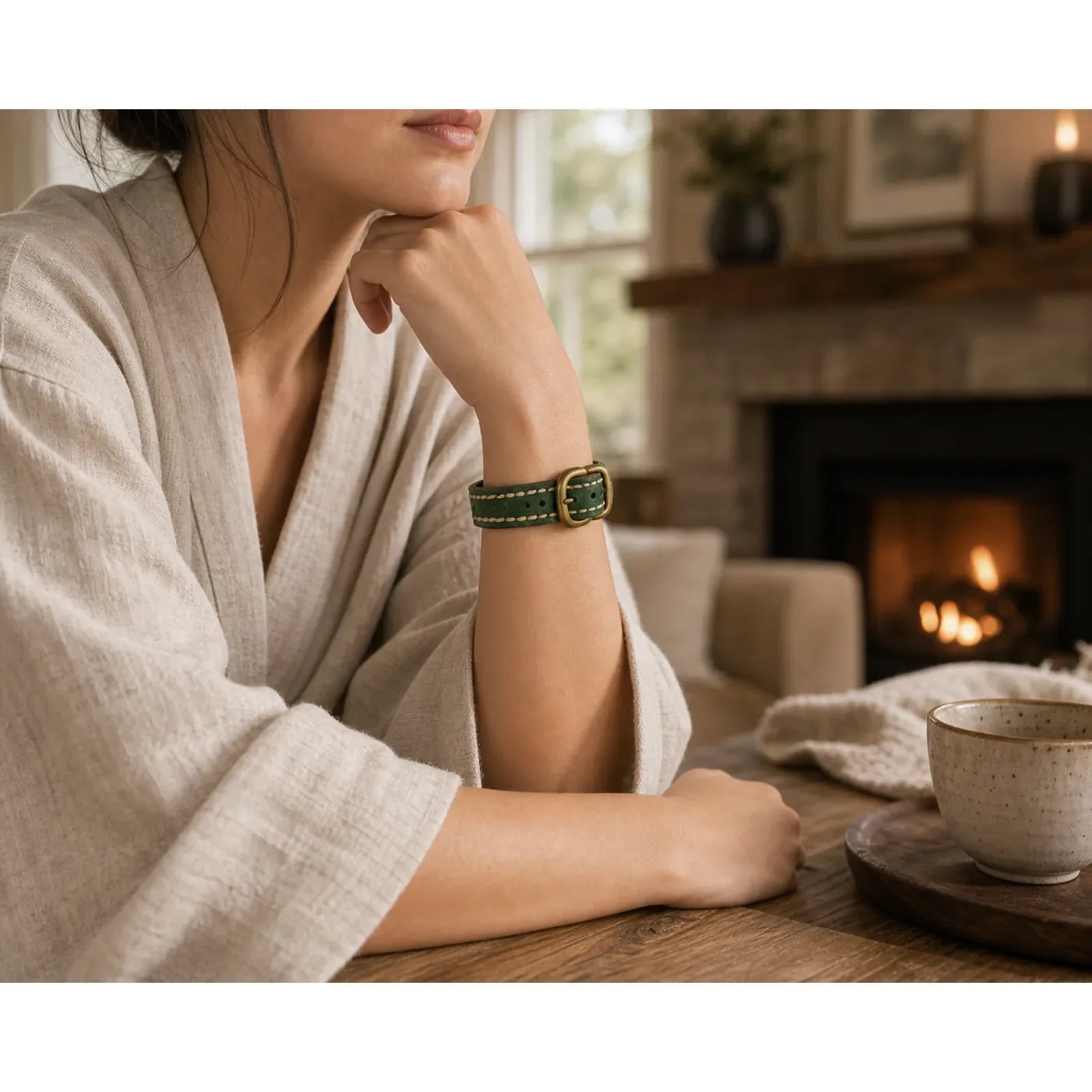 Vintage Leather Adjustable Buckle Strengthen Bracelet featuring