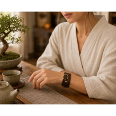 Vintage Leather Plain Strength Buckle Bracelet featuring
