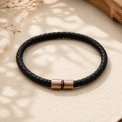 Vintage Leather Rope Luck Braid String Bracelet featuring Red String, Copper