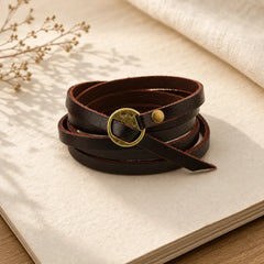 Vintage Multi-layer Leather Buckle Confidence Bracelet featuring