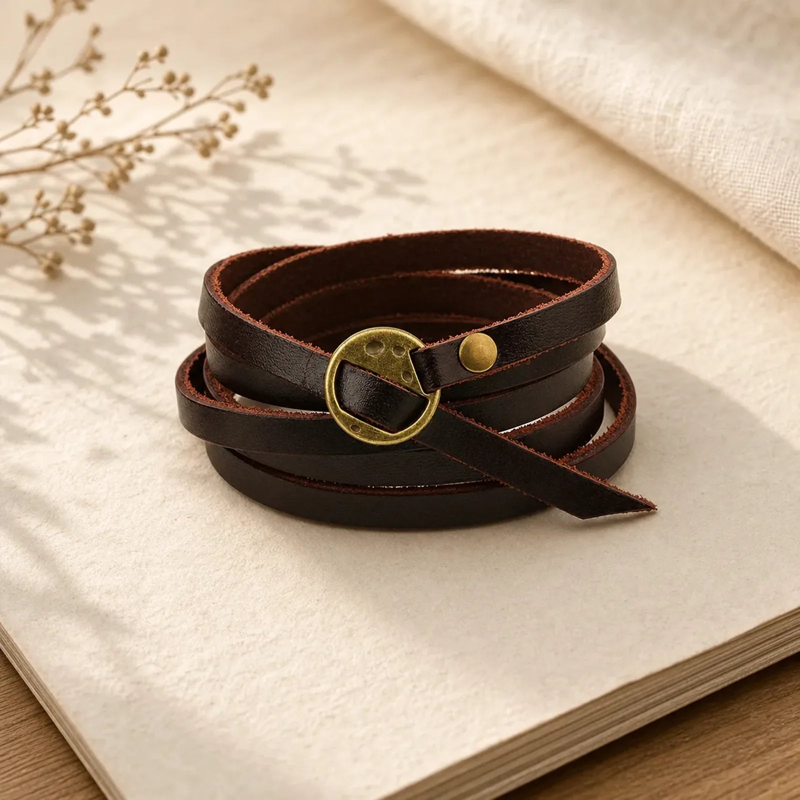 Vintage Multi-layer Leather Buckle Confidence Bracelet featuring