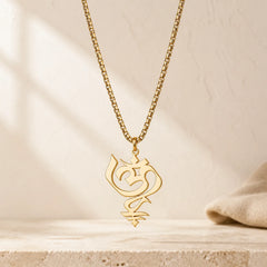 Vintage OM Symbol geometry Design Stainless Steel Connection Necklace Pendant featuring Om Symbol, Om