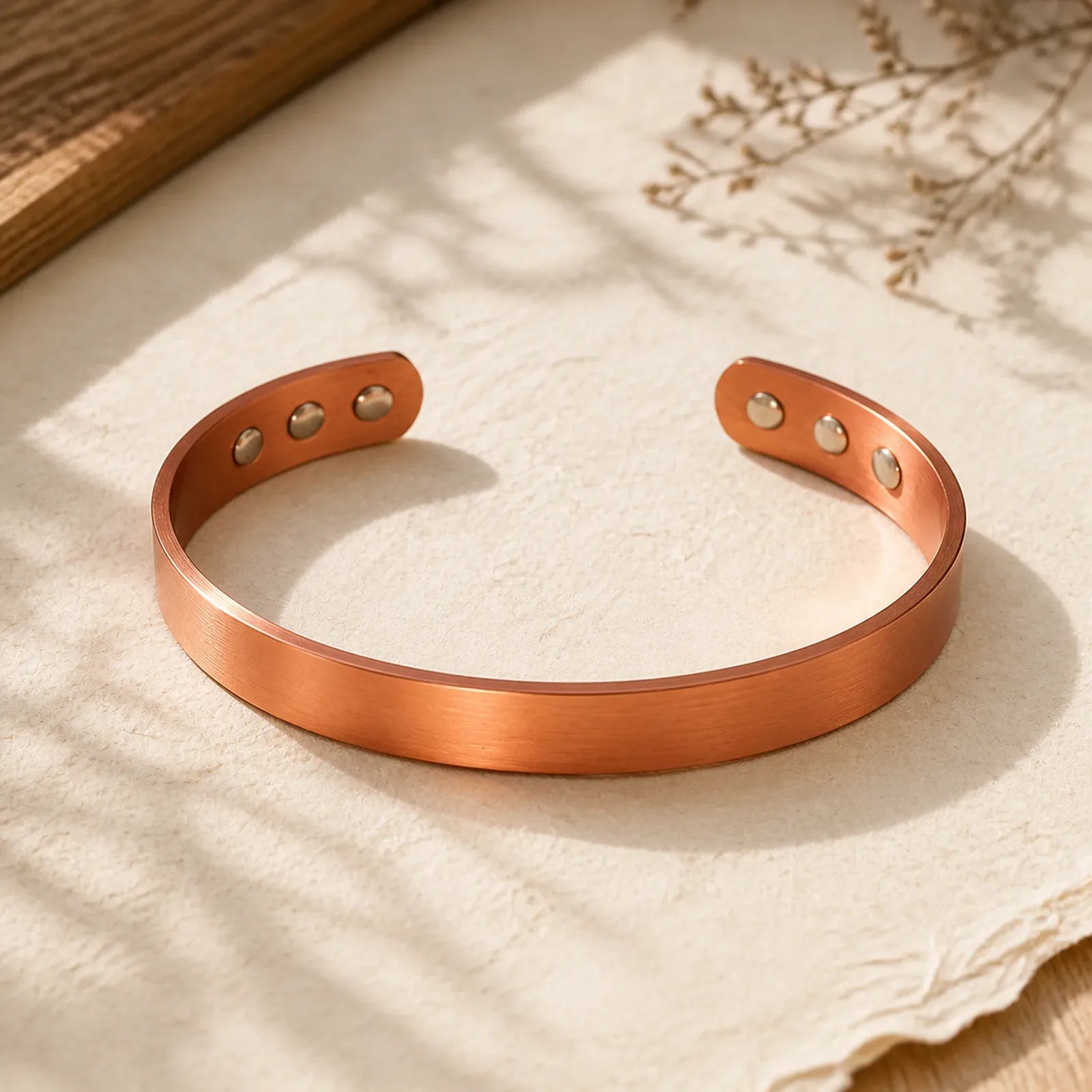 Vintage Pattern Magnetic Copper Adjustable Cuff Bracelet Bangle featuring Copper