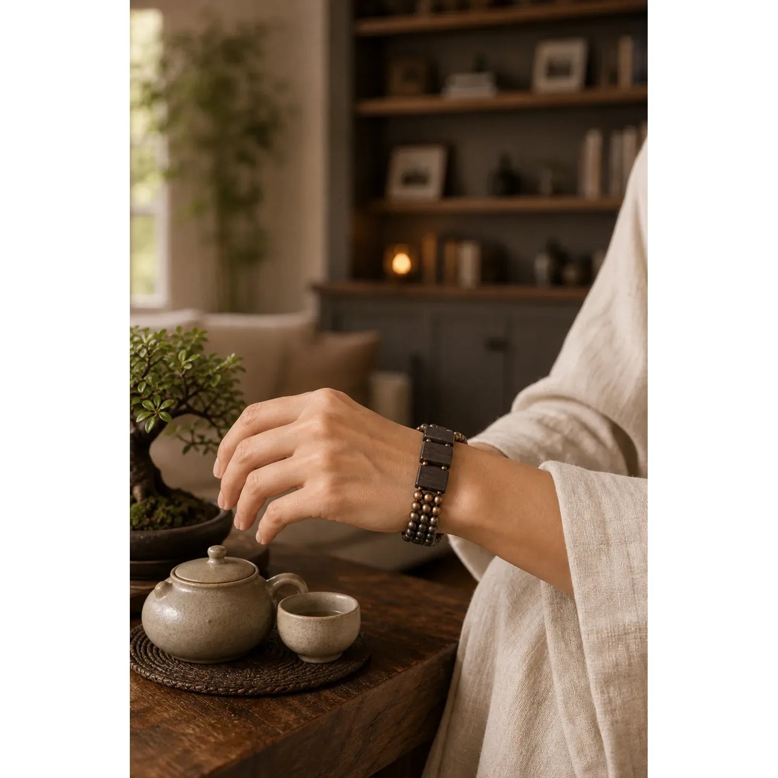 Vintage Peace Ebony Wood Copper Beads Balance Bracelet featuring Ebony Wood, Ebony, Copper
