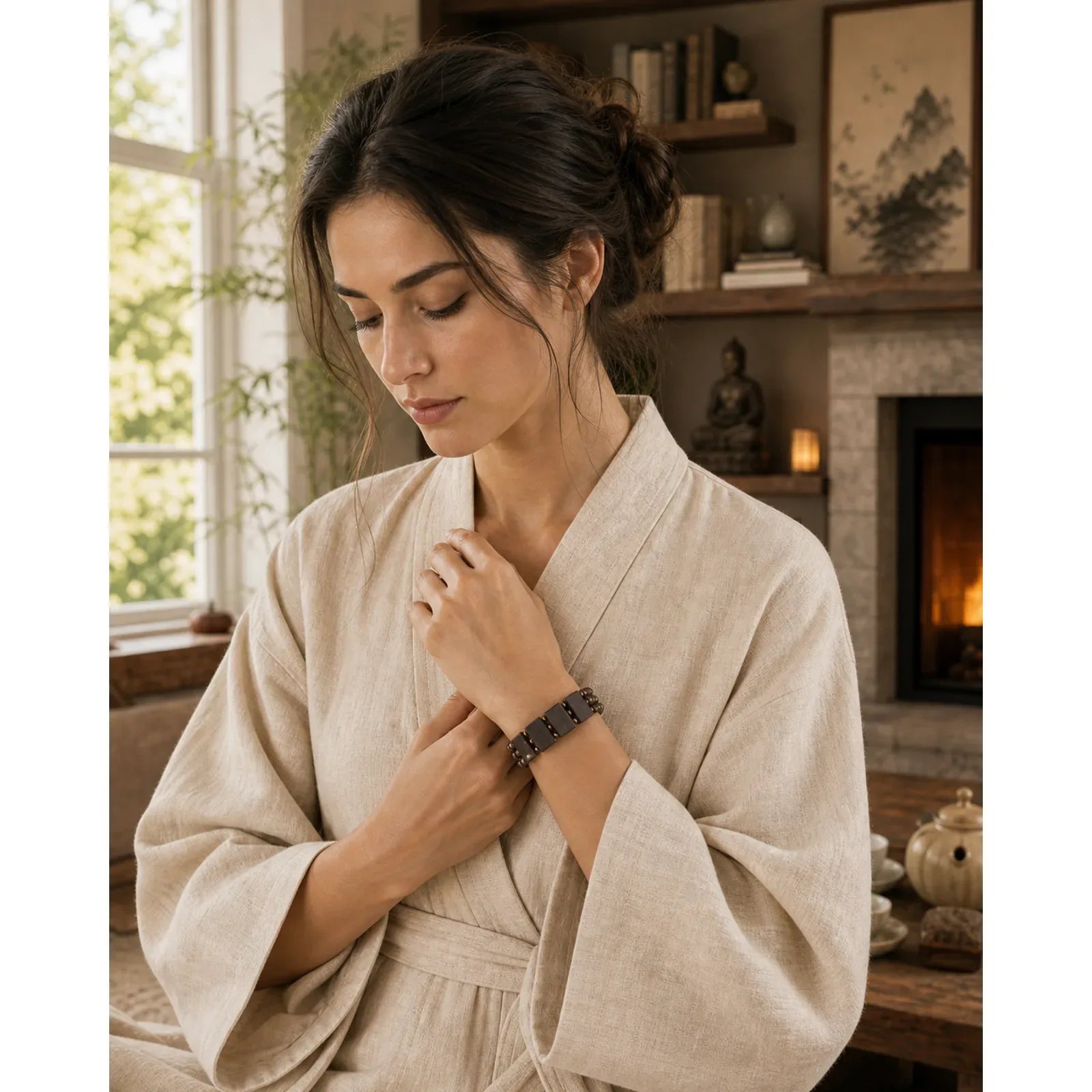 Vintage Peace Ebony Wood Copper Beads Balance Bracelet featuring Ebony Wood, Ebony, Copper