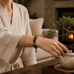 Vintage Peace Ebony Wood Copper Beads Bracelet featuring Ebony Wood, Ebony, Copper